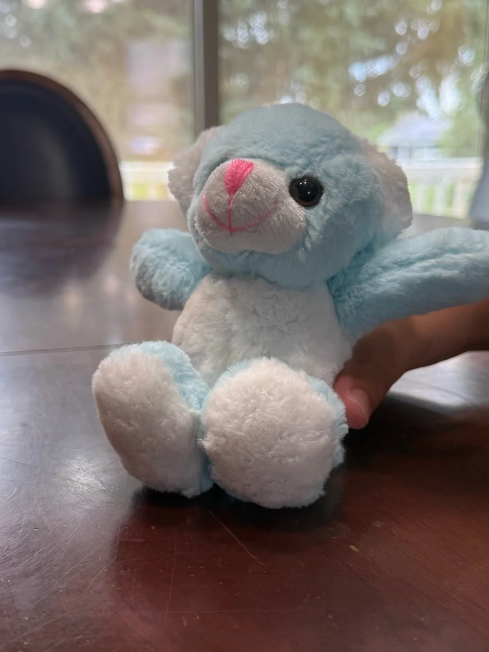 Blue and White Plush Teddy Bear - Soft Small Stuffed Animal